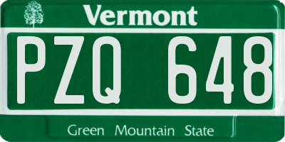 VT license plate PZQ648