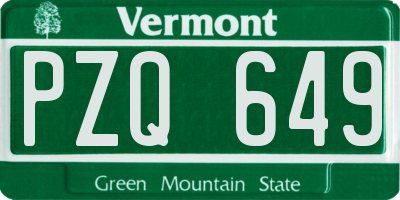 VT license plate PZQ649