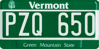 VT license plate PZQ650