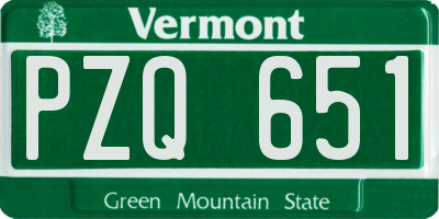 VT license plate PZQ651