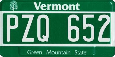VT license plate PZQ652