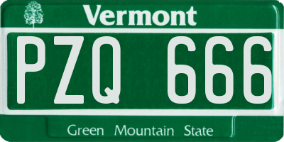 VT license plate PZQ666