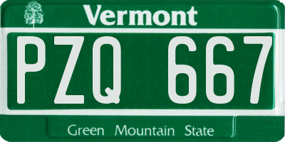 VT license plate PZQ667