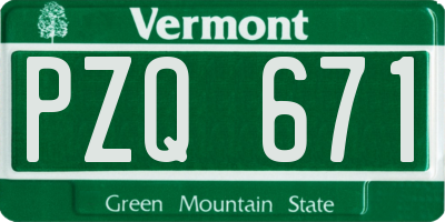 VT license plate PZQ671