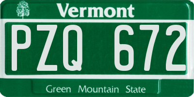 VT license plate PZQ672