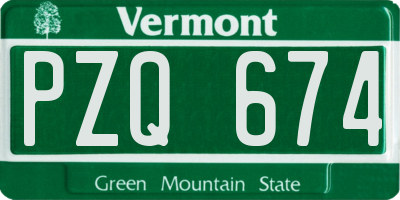 VT license plate PZQ674