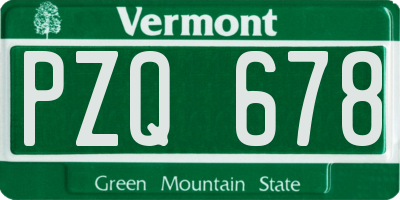 VT license plate PZQ678