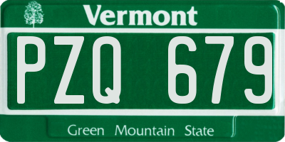 VT license plate PZQ679
