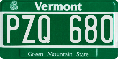 VT license plate PZQ680