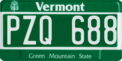 VT license plate PZQ688