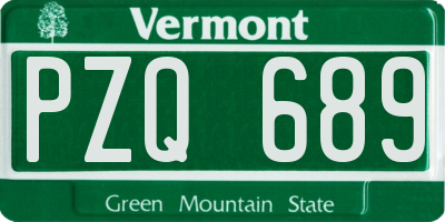 VT license plate PZQ689