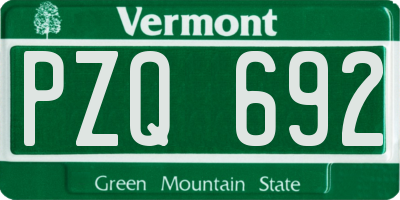 VT license plate PZQ692