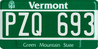 VT license plate PZQ693