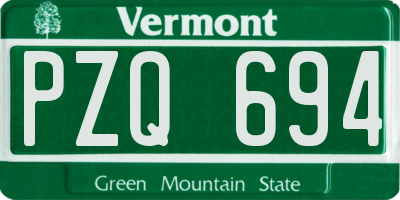 VT license plate PZQ694