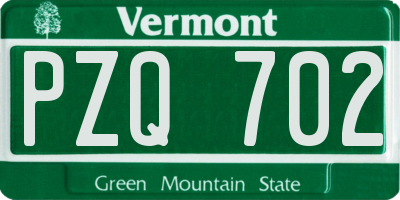 VT license plate PZQ702