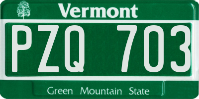 VT license plate PZQ703
