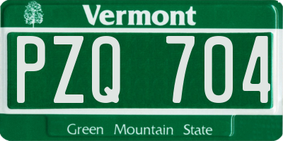 VT license plate PZQ704