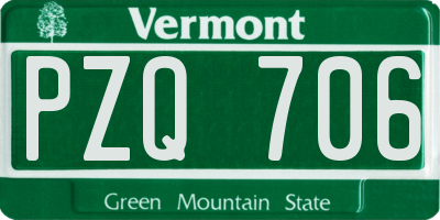 VT license plate PZQ706
