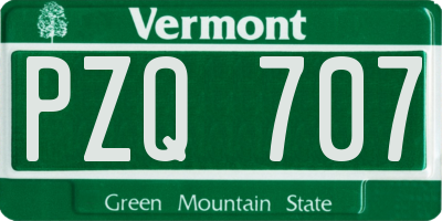 VT license plate PZQ707