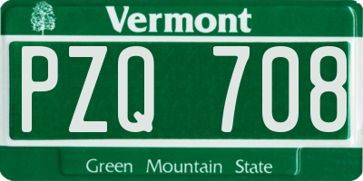 VT license plate PZQ708