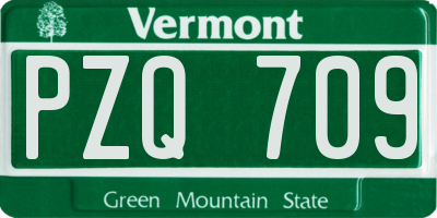 VT license plate PZQ709
