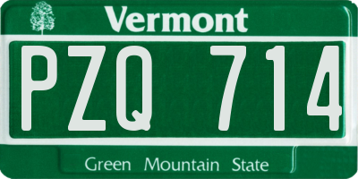 VT license plate PZQ714
