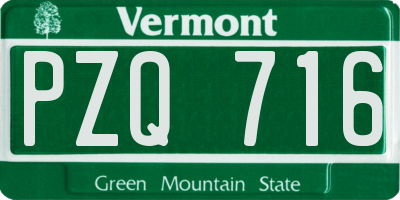 VT license plate PZQ716