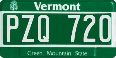 VT license plate PZQ720