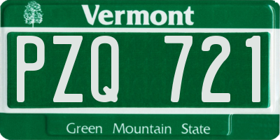 VT license plate PZQ721