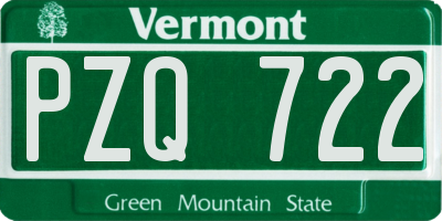 VT license plate PZQ722