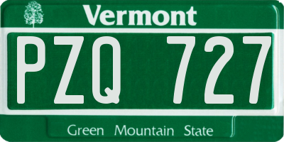 VT license plate PZQ727