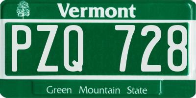 VT license plate PZQ728