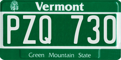 VT license plate PZQ730