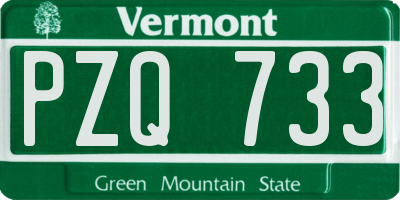 VT license plate PZQ733