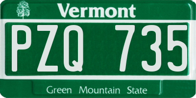 VT license plate PZQ735