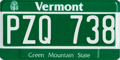 VT license plate PZQ738