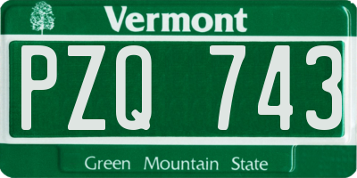 VT license plate PZQ743
