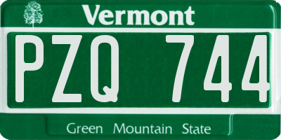 VT license plate PZQ744