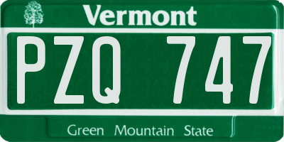 VT license plate PZQ747