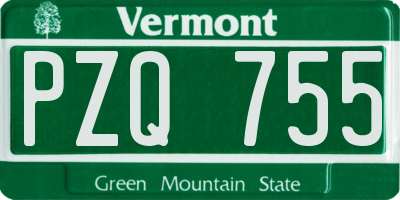 VT license plate PZQ755