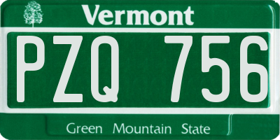 VT license plate PZQ756