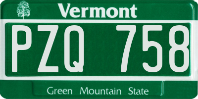 VT license plate PZQ758