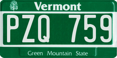 VT license plate PZQ759