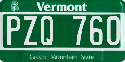 VT license plate PZQ760