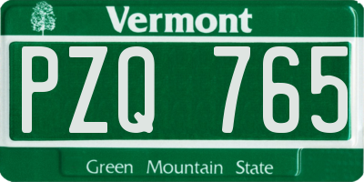 VT license plate PZQ765