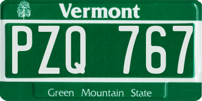 VT license plate PZQ767