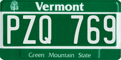 VT license plate PZQ769