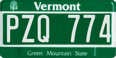 VT license plate PZQ774