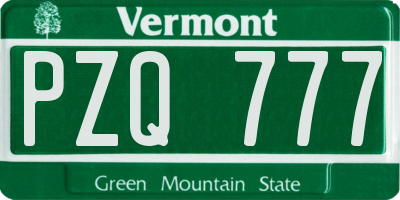 VT license plate PZQ777