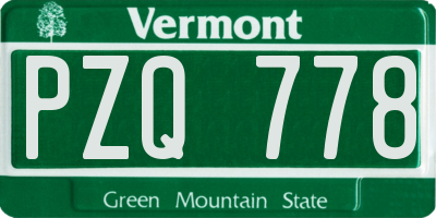VT license plate PZQ778